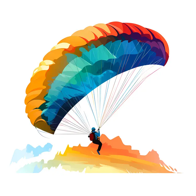 Colorful Paraglider Over Mountain Range