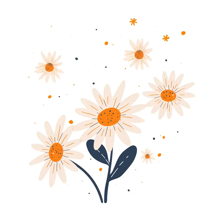 Cluster of White Daisy Flowers