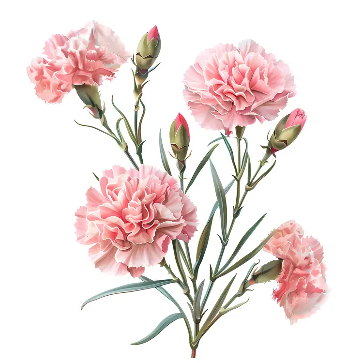 Lovely Pink Carnations with Buds