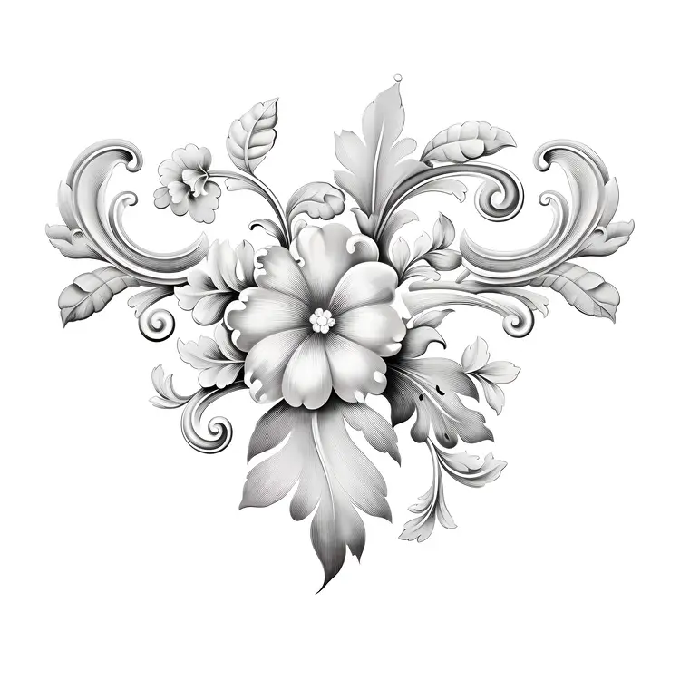 Symmetrical Floral Ornament Design