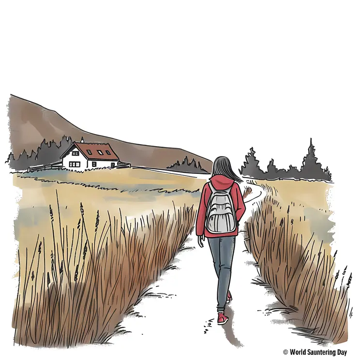 Girl Walking in Countryside for World Sauntering Day