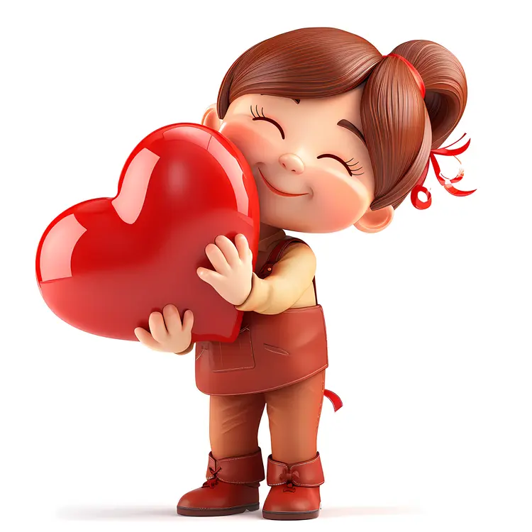 Girl with Heart for Romantic Gift
