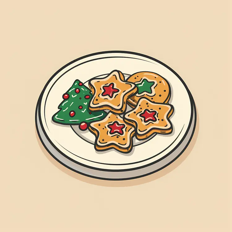 Plate of Star-Shaped Christmas Cookies