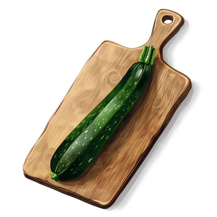 Green Zucchini on a Wooden Cutting Board