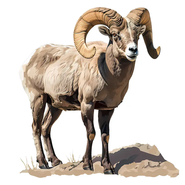 Full Body Ram Illustration in Nature