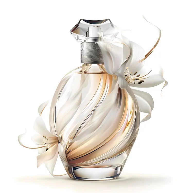 Elegant Perfume Bottle with White Flowers