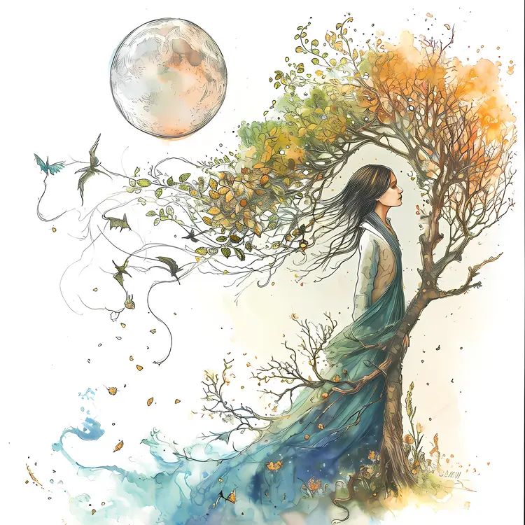 Tree Woman with Moon