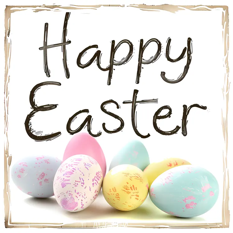 Happy Easter with Pastel Decorated Eggs