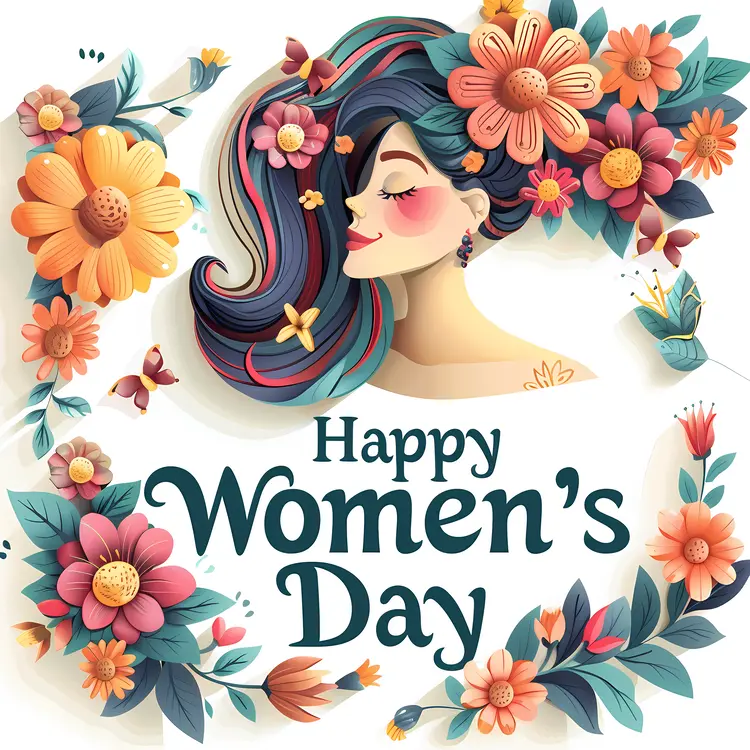 Happy Women's Day with Floral Art