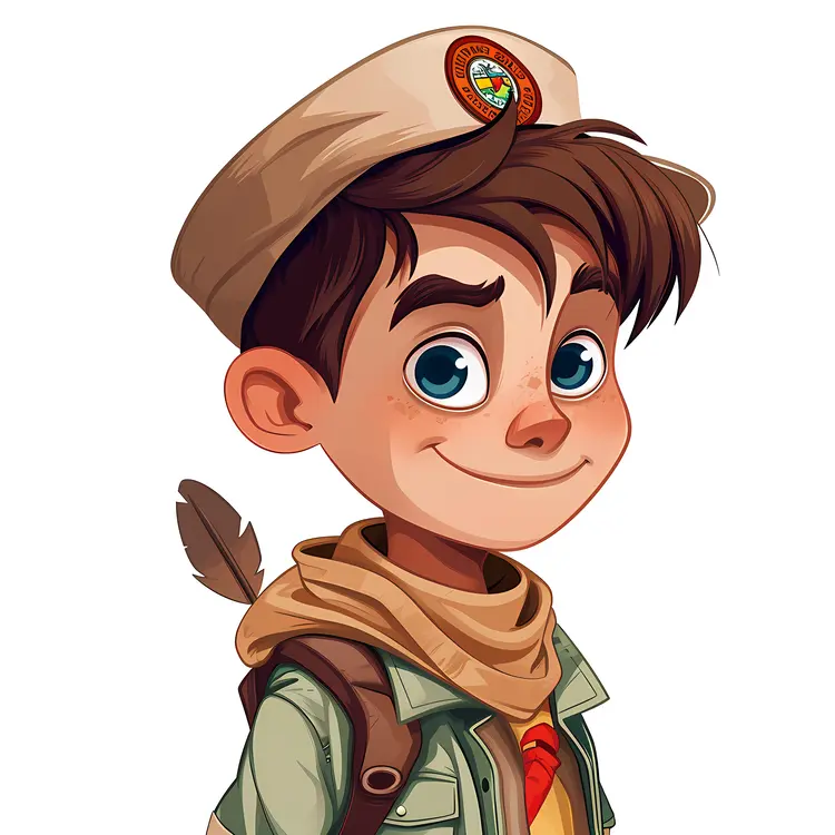Boy Scout with Cap and Feather