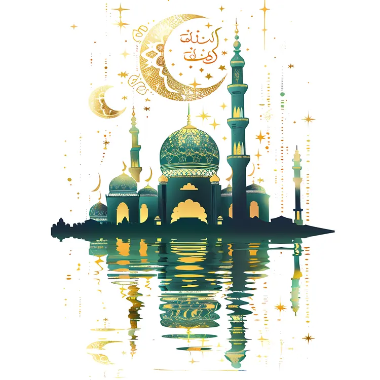 Blue Mosque with Crescent Moon and Stars