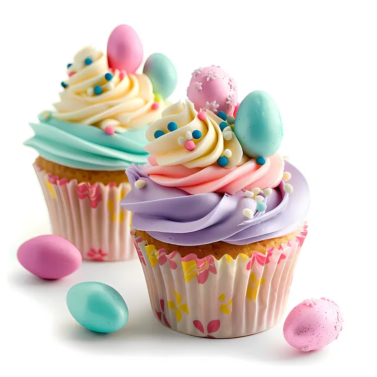 Pastel Easter Cupcakes with Egg Decorations