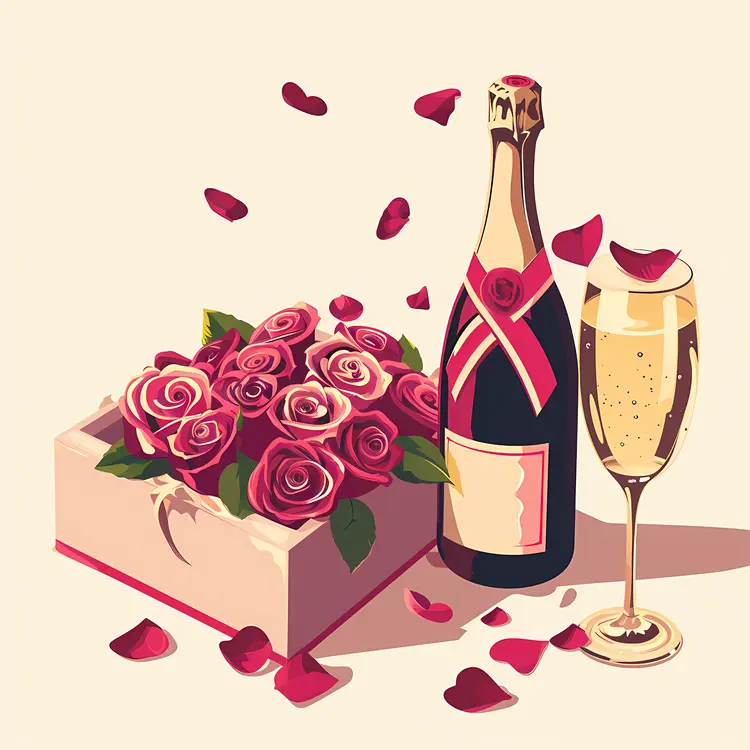 Champagne and Roses for a Romantic Celebration