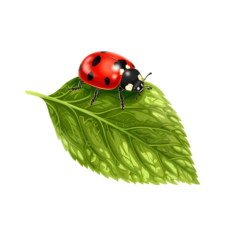 Ladybug on Green Leaf