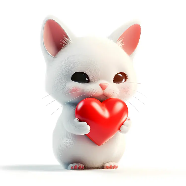 Adorable Kitten Holding a Heart