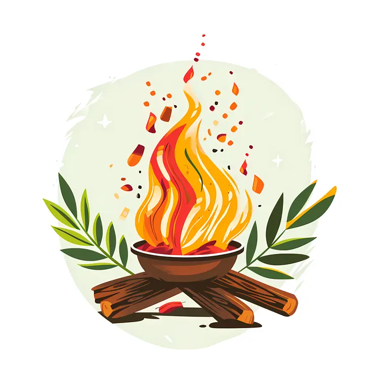 Decorative Fire Bowl with Leaves
