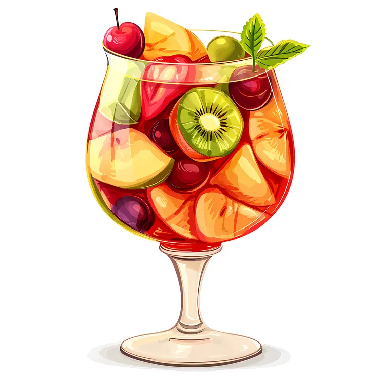 Colorful Fruit Salad in Glass