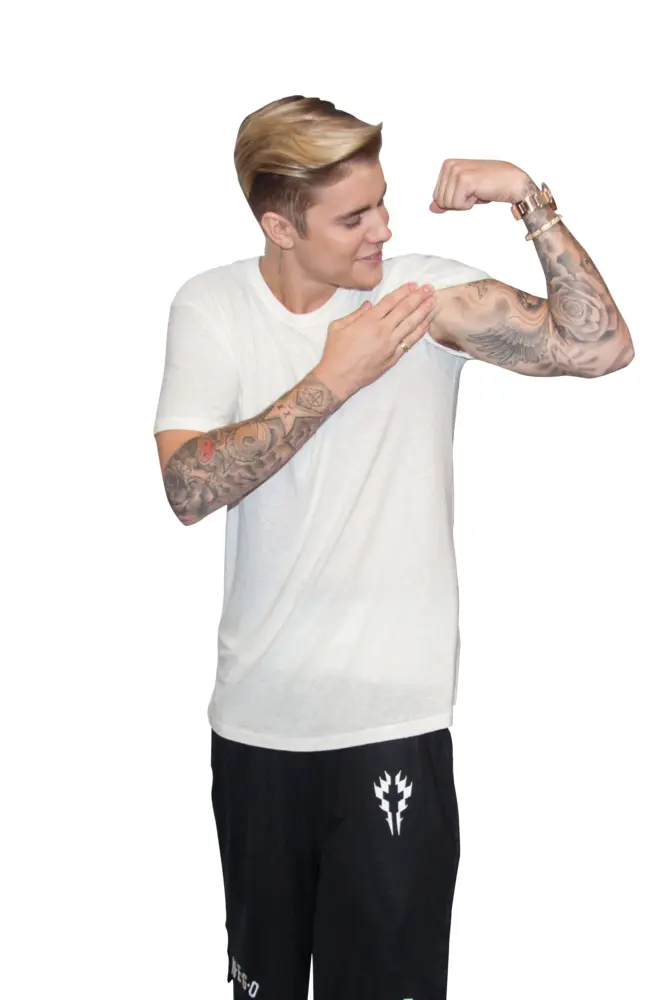Man Flexing Arm Showing Tattoos
