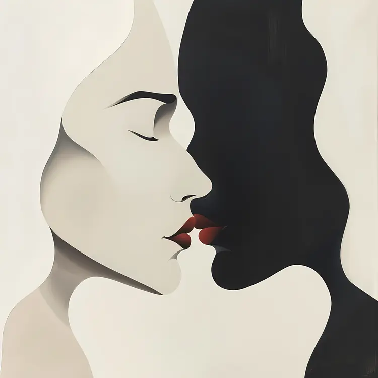 Abstract Couple Kissing