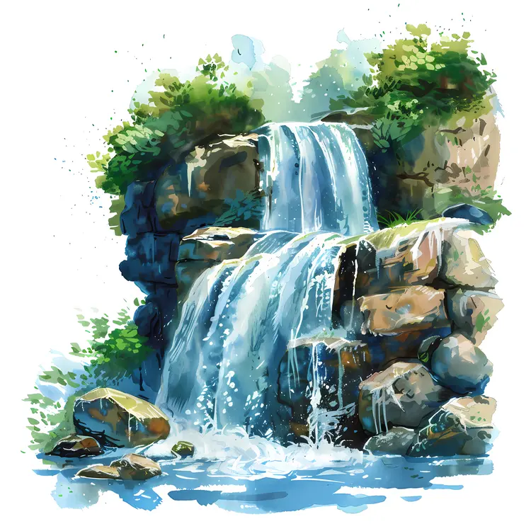 Beautiful Waterfall with Rocks