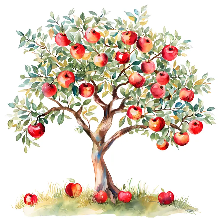 Apple Tree with Red Apples