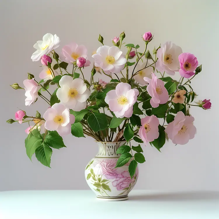 Pink Flowers in Decorative Vase