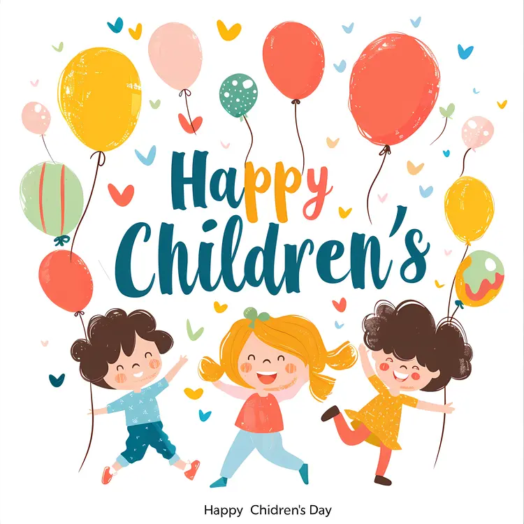 Happy Children's Day Celebration with Balloons