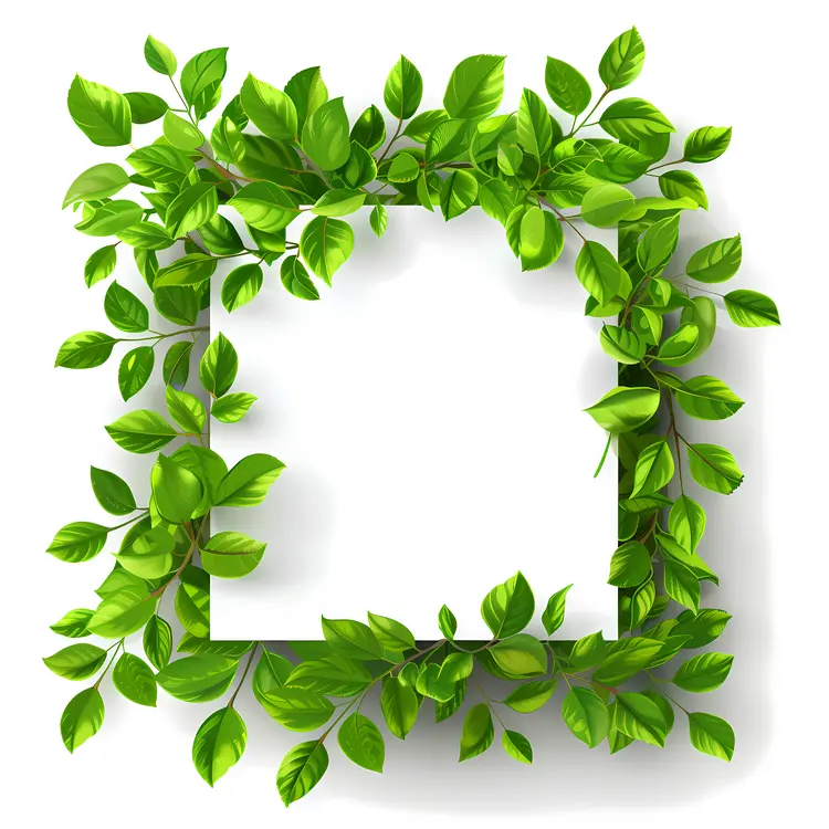 Blank Frame with Green Leaves