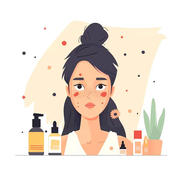 Girl with Skincare Products