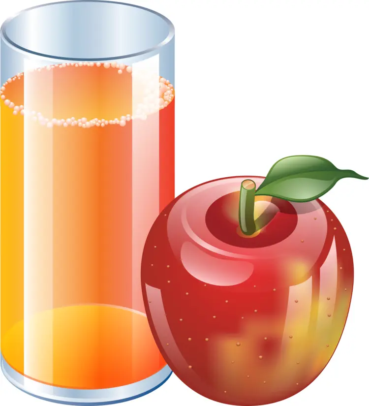Red Apple and Glass of Juice Illustration