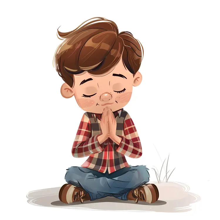 Praying Boy Cartoon Art