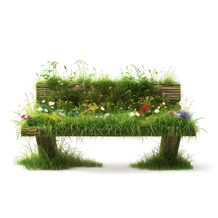 Eco-friendly Grass Bench with Flowers