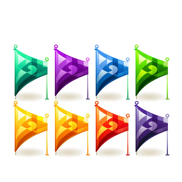 Set of Colorful Decorative Flags