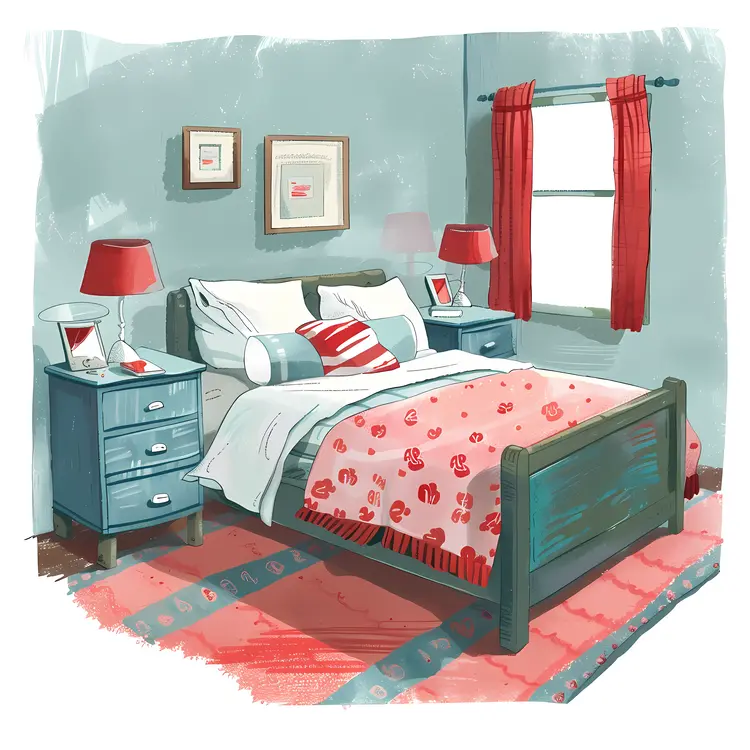 Classic Bedroom with Red Accents