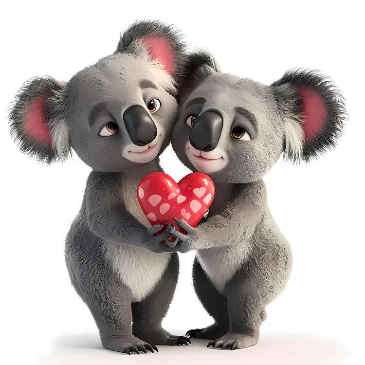 Cute Koalas Holding a Heart
