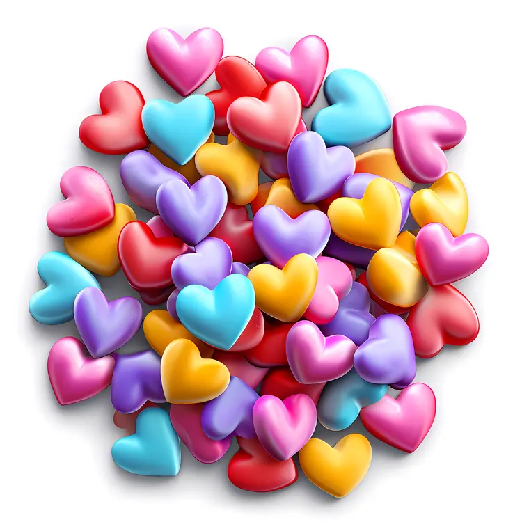 Large Collection of Colorful Heart-Shaped Objects