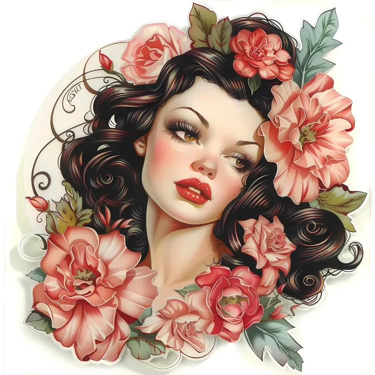 Woman with Floral Hair