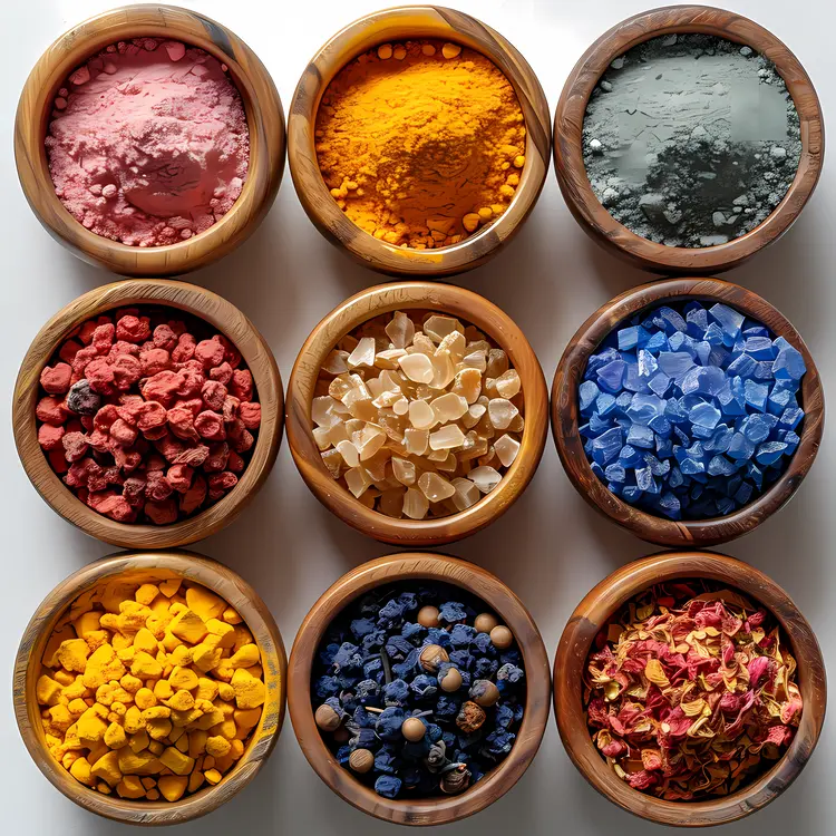 Colorful Pigments in Multiple Bowls