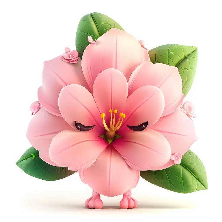 Angry Pink Flower Cartoon