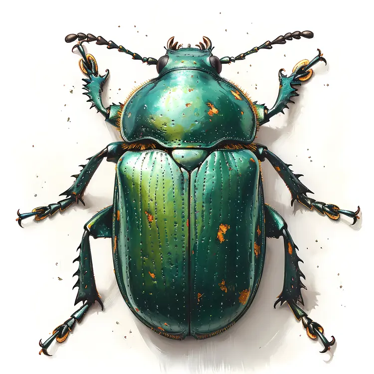 Green Beetle with Detailed Patterns