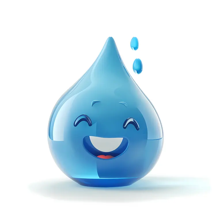 Joyful Blue Water Drop Character