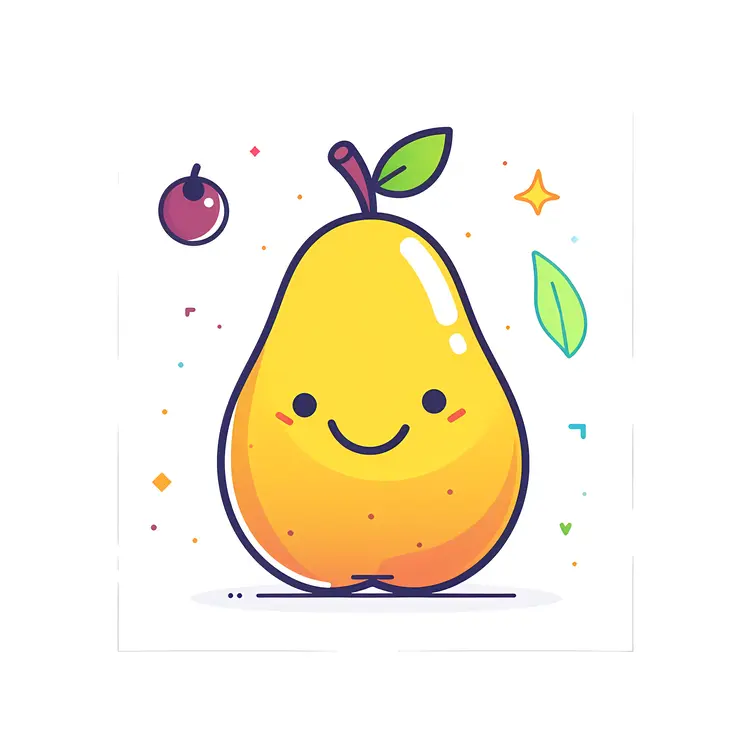 Yellow Pear with Cute Face