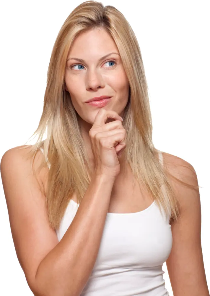 Woman Pondering in White Tank Top