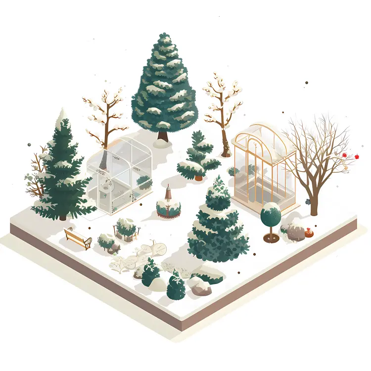 Greenhouse in a Snowy Winter