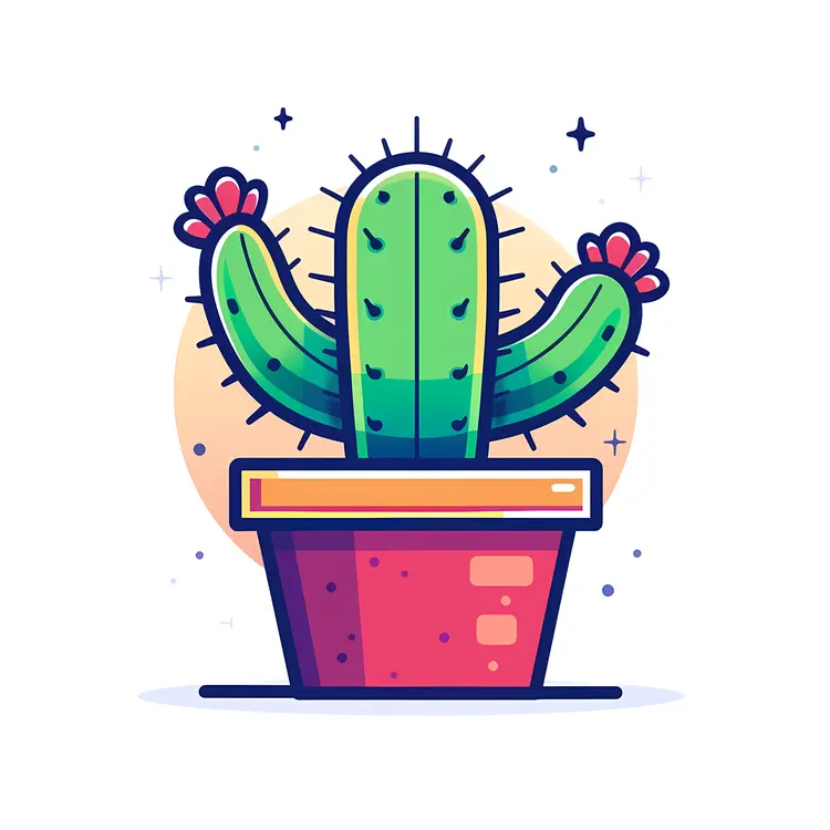 Cute Cactus with Flowers Illustration
