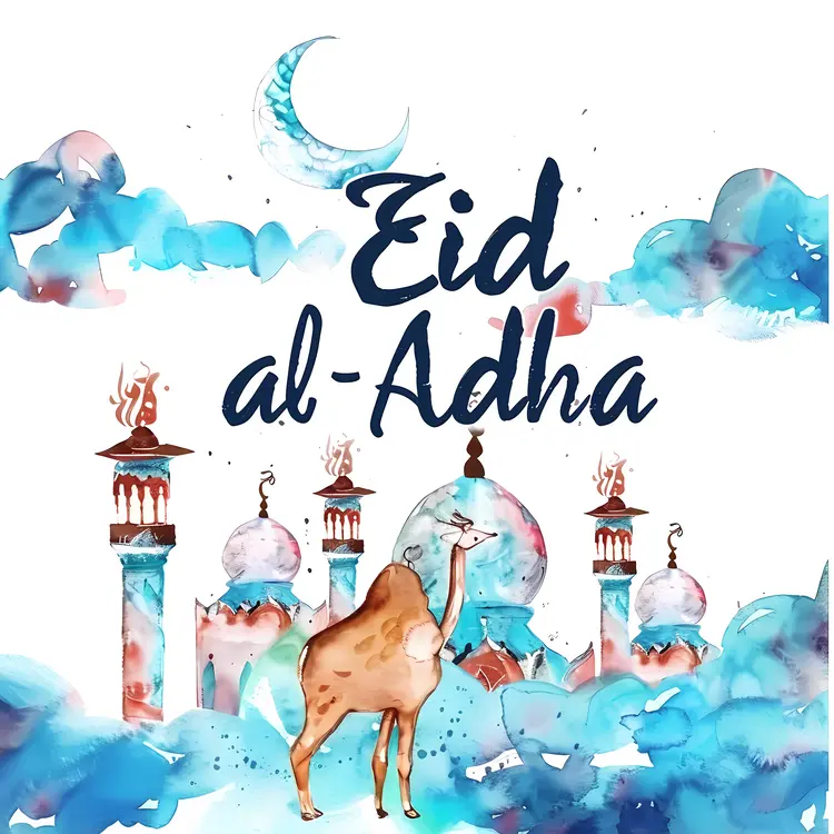 Eid al-Adha Celebration with Mosque and Camel