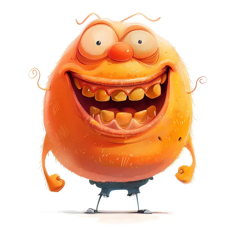 Funny Orange Cartoon Character with Big Smile