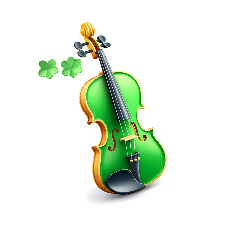 Green Violin with Shamrocks