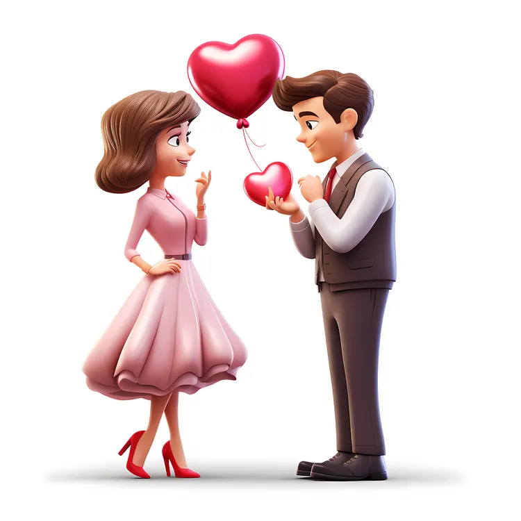 Couple with Heart Balloon