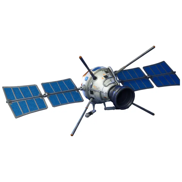 Satellite with Solar Panels in Orbit